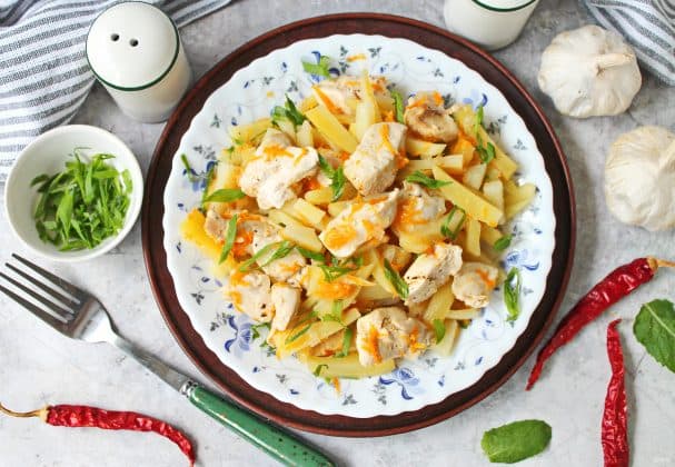 Курица с картошкой в микроволновке