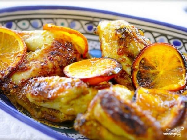 Курица в духовке с апельсинами