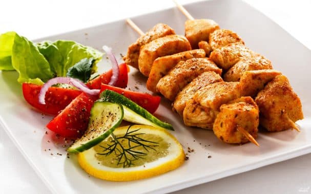 Chicken skewers on skewers
