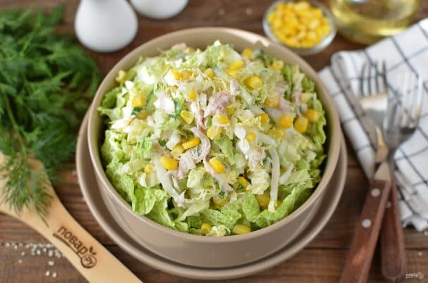 Light salad with chicken and Chinese cabbage