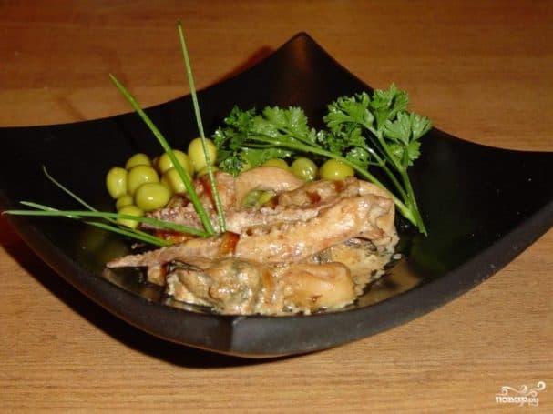 Seafood cocktail in creamy sauce