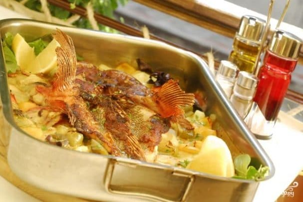 Baked sea bass in the oven