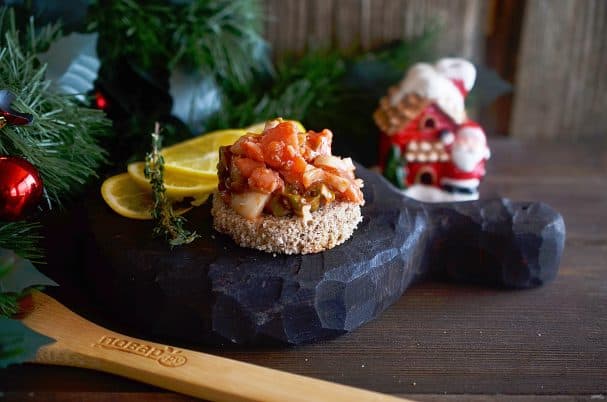 Norwegian salmon salad on bread