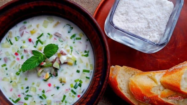 Sour cream meat okroshka