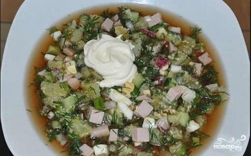 Акрошка з калбасай на квасе