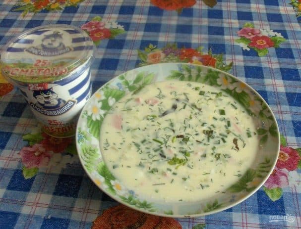 Vegetable okroshka with kefir