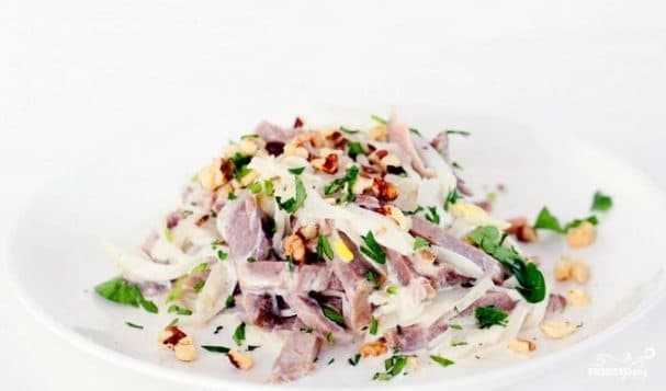 Просты салат з языком каровы