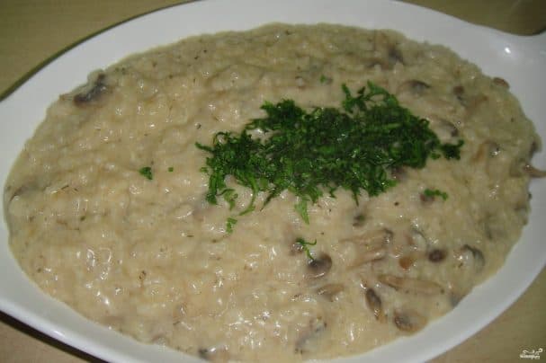 Рызота з сырам і грыбамі