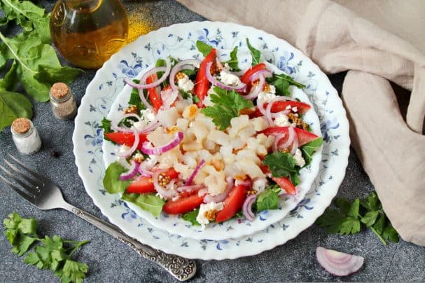 Smoked halibut salad
