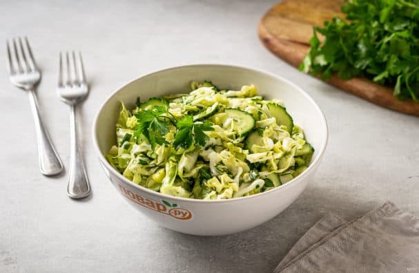 Salad from young cabbage