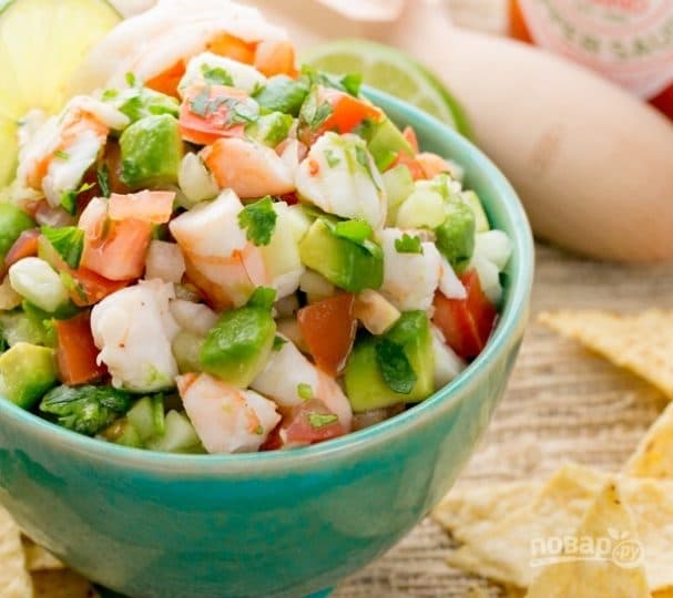 Seafood salad with avocado