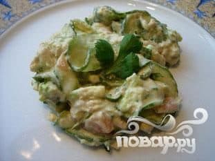 Salad with cucumber and salmon