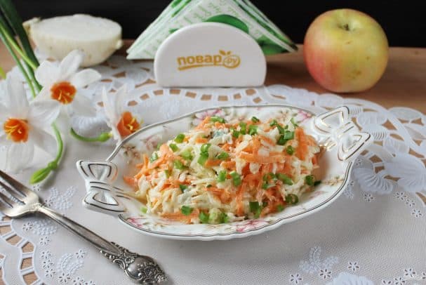 Radish, apple, and carrot salad