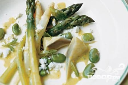 Asparagus, artichoke, and bean salad