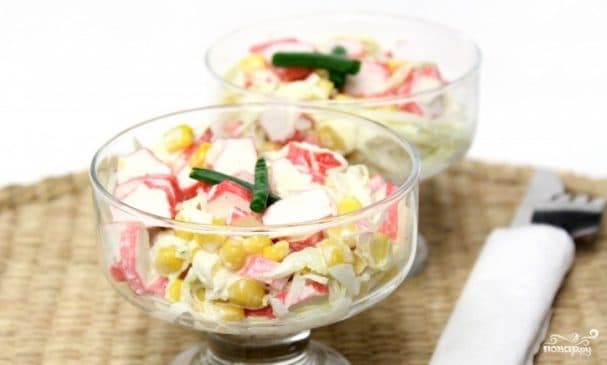 Cabbage salad with crab sticks