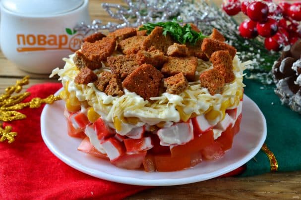 Salad with crab sticks