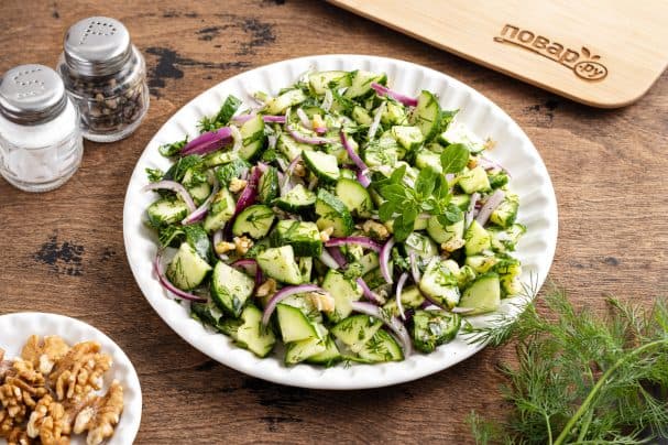 Georgian-style cucumber and herb salad