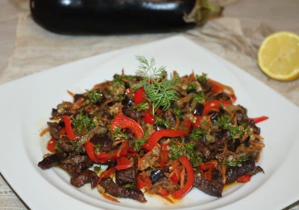 Eggplant and beef salad