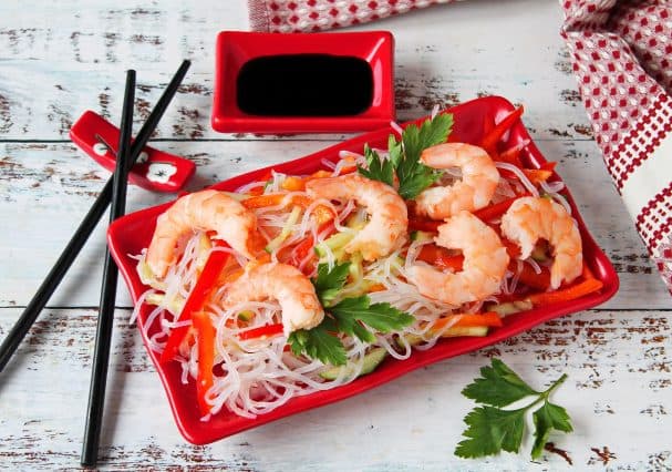 Salad with glass noodles and shrimp