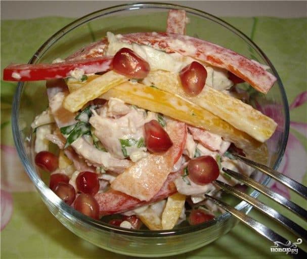 Салат с копченой курицей