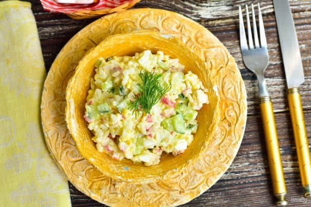 Salad with crab meat according to GOST standards
