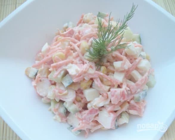 Salad with crab sticks and Korean-style carrots