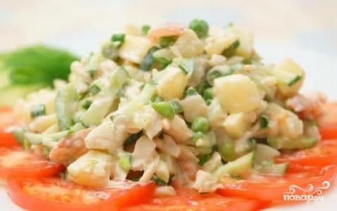 Салат с отварной треской
