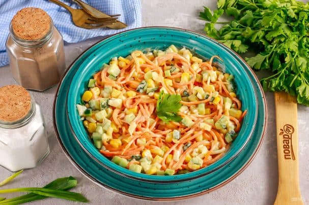 Салат с сыром и корейской морковью