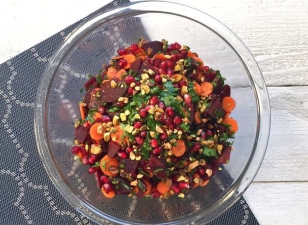 Beet, carrot, and pomegranate salad
