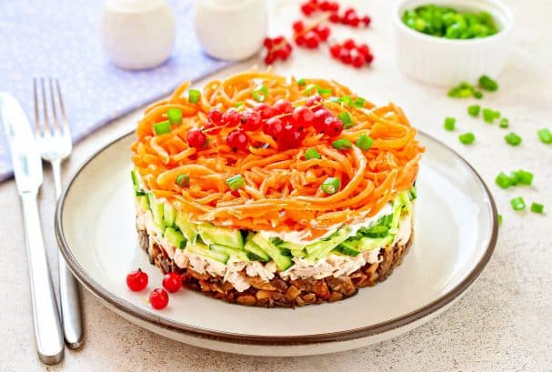 Salad with Korean-style carrots