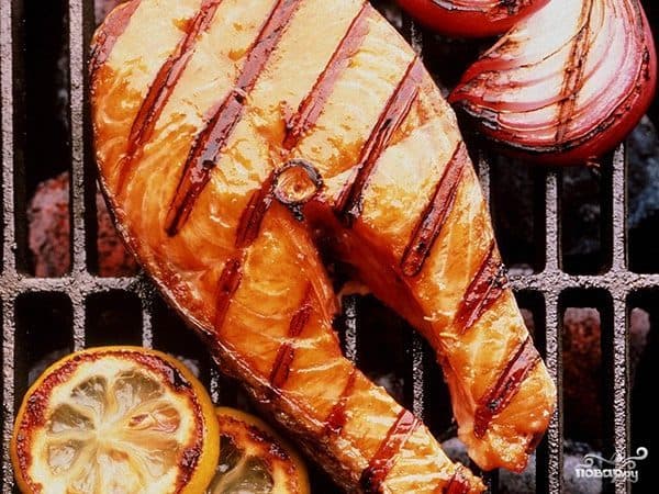Шашлык из семги на решетке