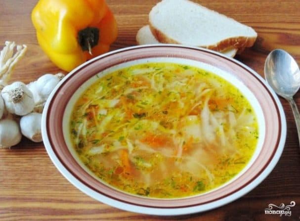 Turkey soup with fresh cabbage