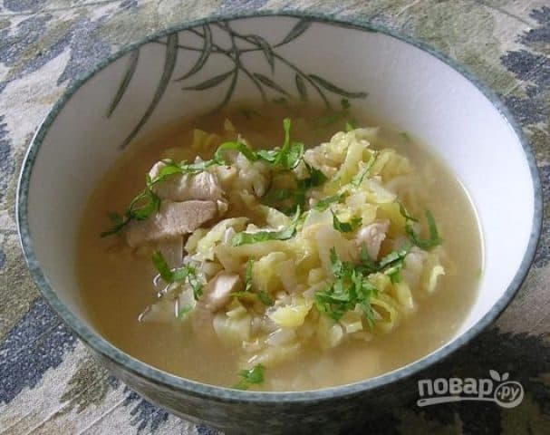 Cabbage soup with chicken
