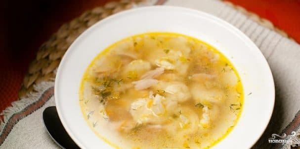 Суп из куриных сердечек с клецками