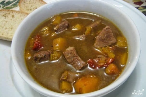 Суп с говядиной и тыквой