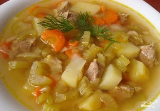 Суп з сельдэраем і курыцай