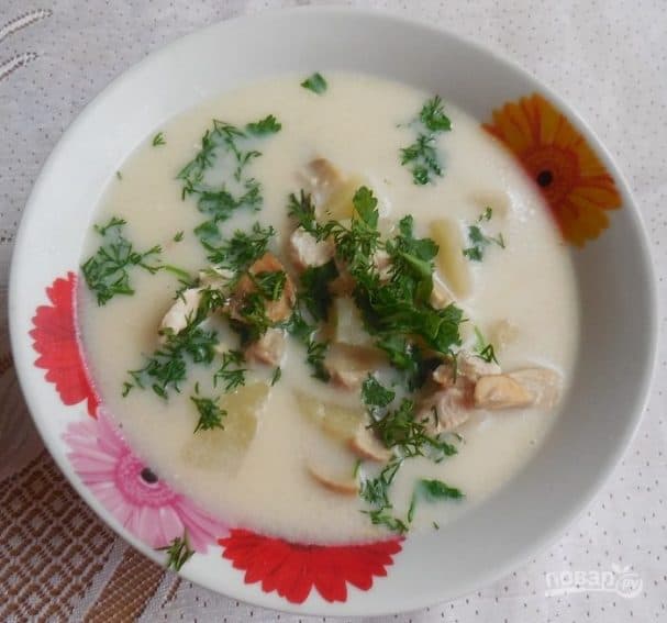 Сырны суп з мясам