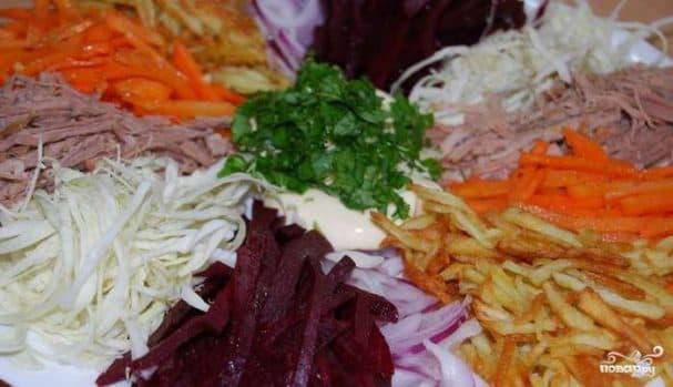 Татарскі салат з ялавічынай