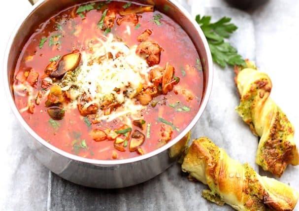 Tomato soup with ham