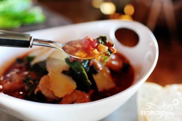 Tuscan bean soup with shrimp