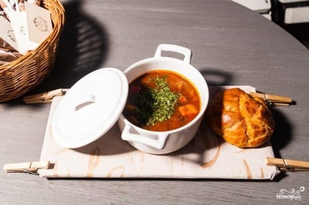 Hungarian beef goulash soup