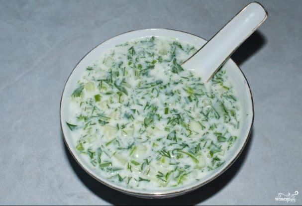 Delicious okroshka with kefir