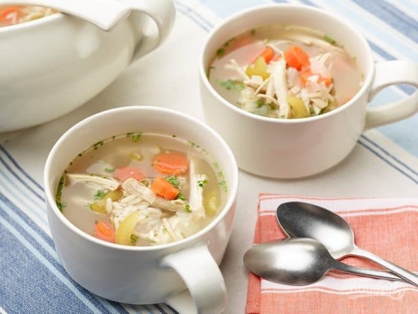 Delicious soup on chicken broth