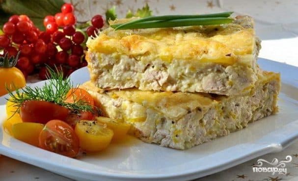 Zucchini casserole with minced meat