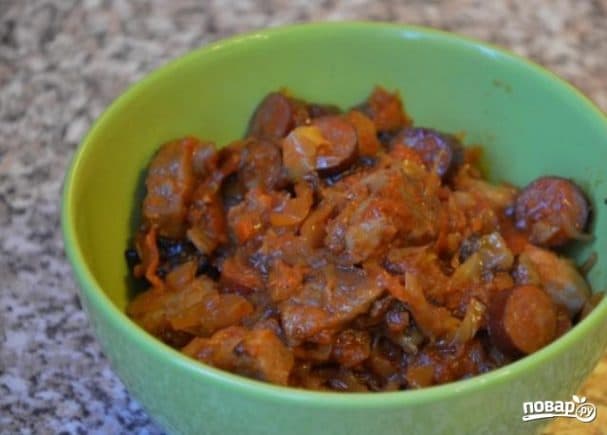 Bigus with meat from fresh cabbage