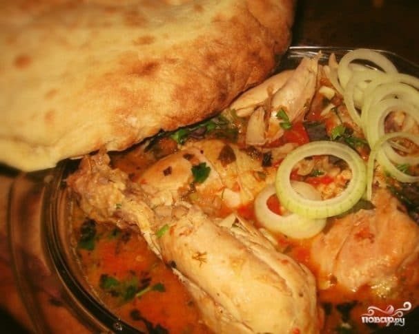 Chicken chakhokhbili in the oven