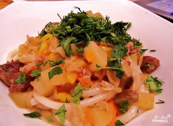 Лагман с кабачками