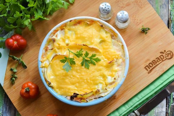 Zucchini lasagna with cottage cheese