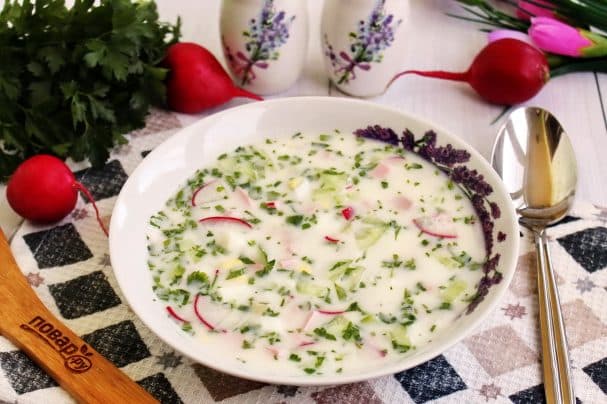 Light okroshka with radishes in kefir