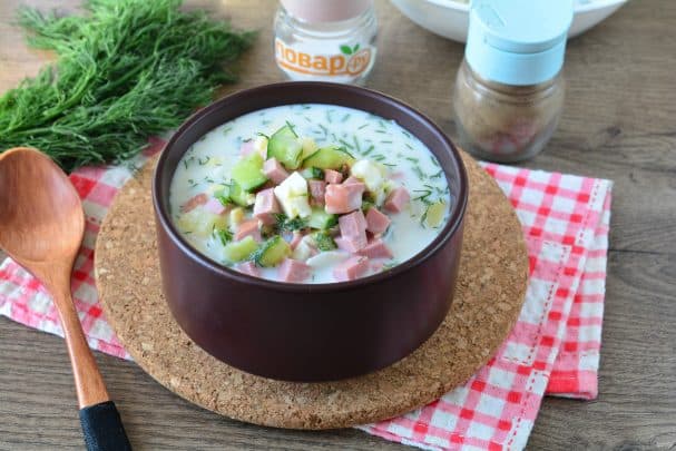 Okroshka with pickled cucumbers